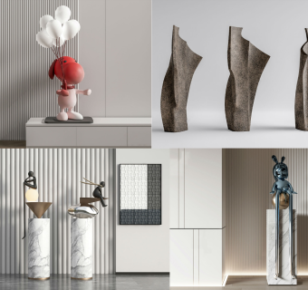 现代雕塑组合 雕塑摆件 卡通雕塑 抽象雕塑 饰品摆件 陈设 装饰摆件